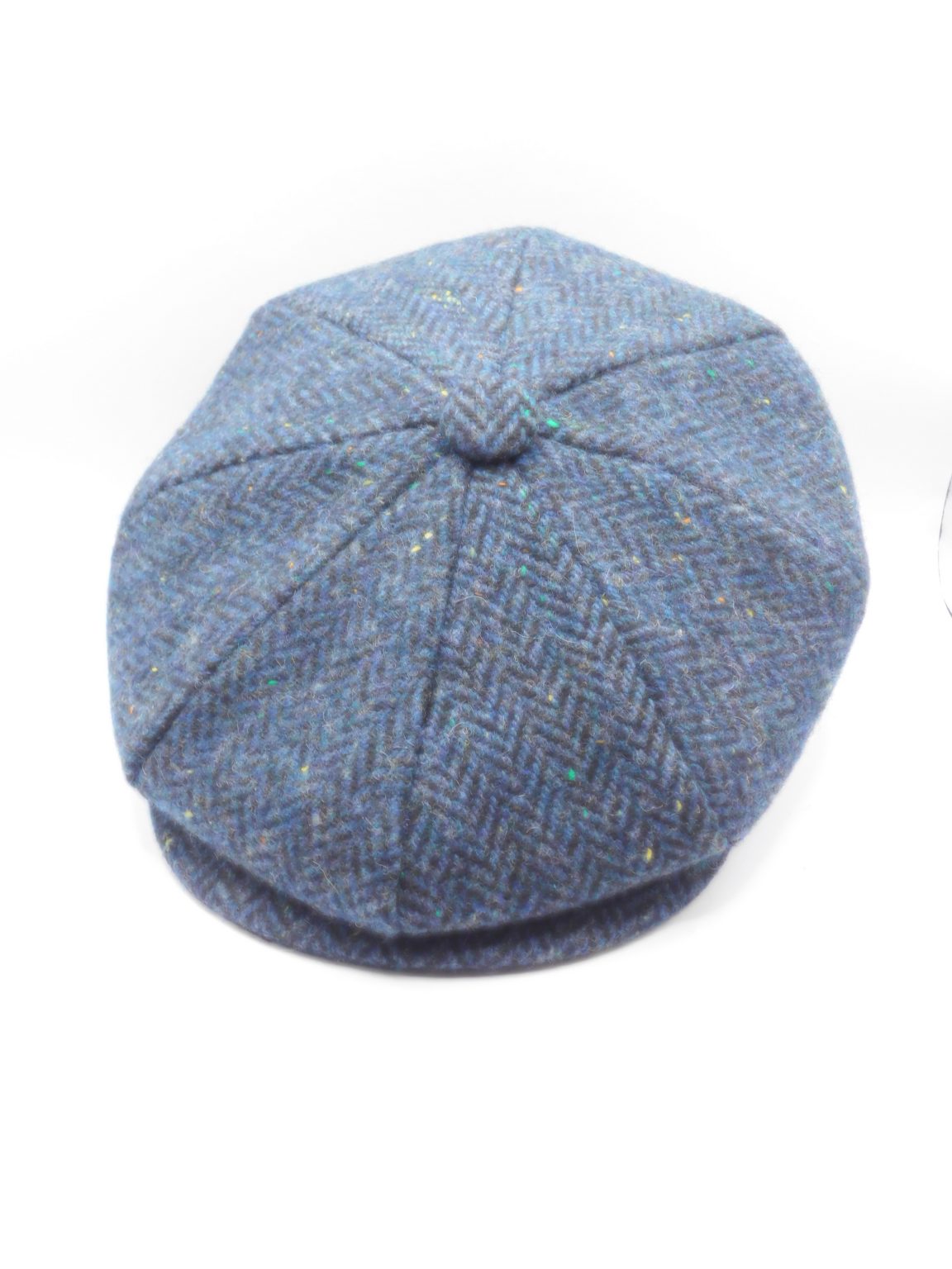 Polka Herringbone Navy Blue Baker Boy Hat - Hatman